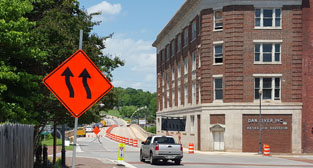 Photo of new traffic signs at MLK Memorial Bridge
